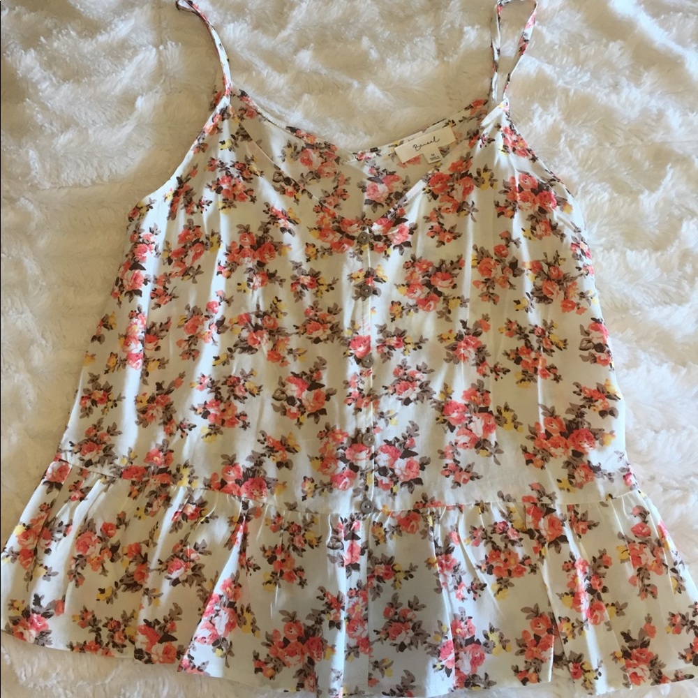 Coral floral button down cami